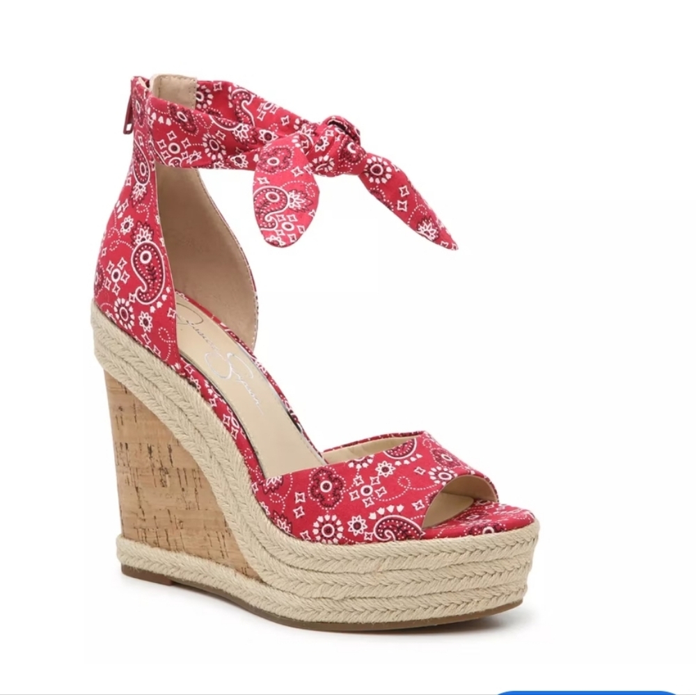 Jessica Simpson Red Greydon Espadrille Wedge Sandal Size 8